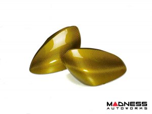 Alfa Romeo Giulia Mirror Covers - Carbon Fiber - Full Replacements - Yellow Alfa Romeo Giulia Mirror Covers - Carbon Fiber - Full Replacements - Yellow